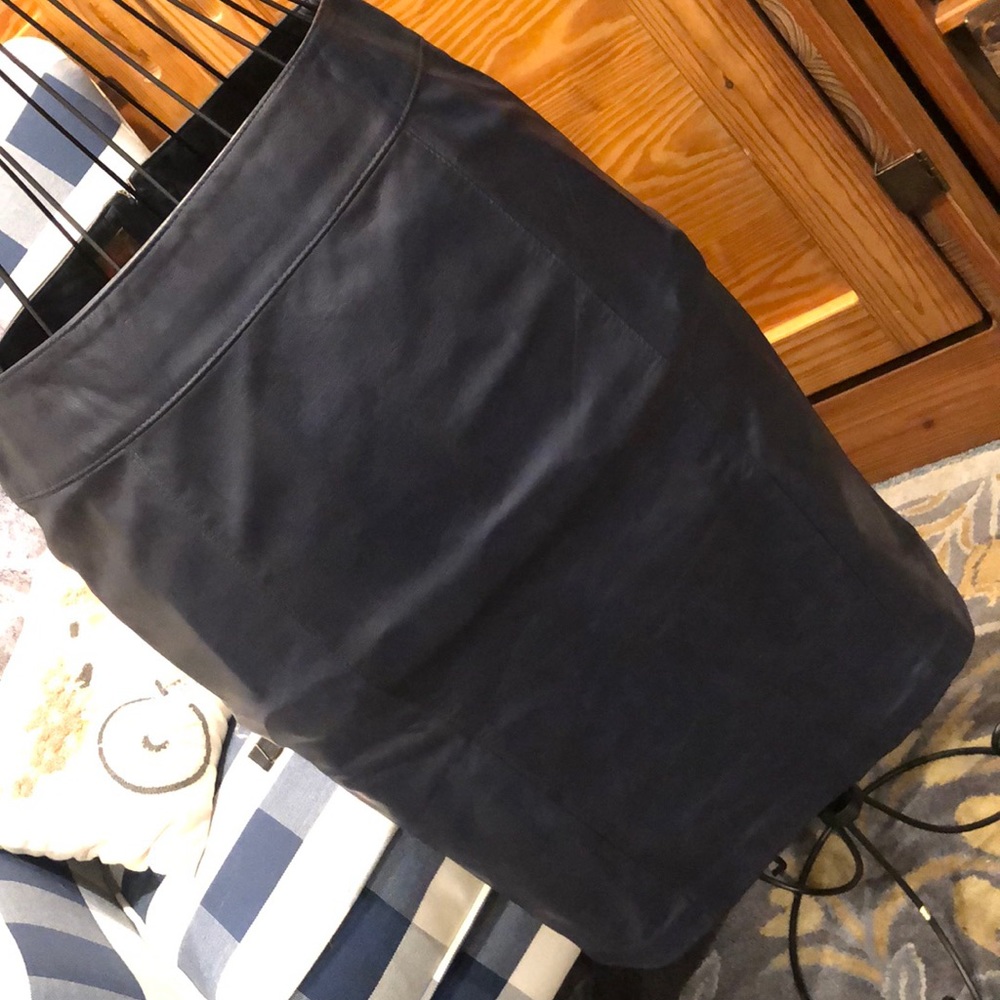 Vintage Danier Italian Leather Skirt In Navy